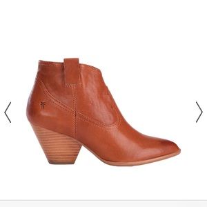 Frye Brown Leather Ankle Boot - Reina Bootie - Cognac - Women's Size 6.5